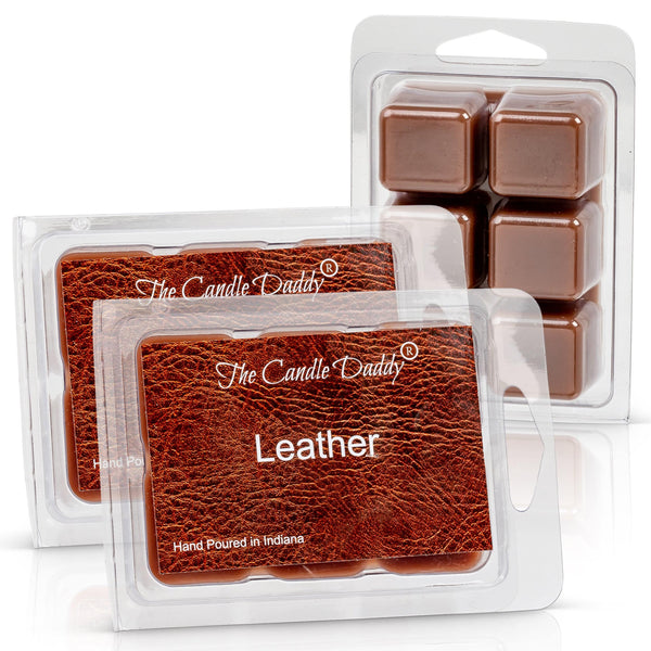 Leather Scented Melt- Maximum Scent Wax Cubes/Melts- 1 Pack -2 Ounces- 6 Cubes - The Candle Daddy