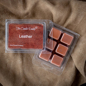 Leather Scented Melt- Maximum Scent Wax Cubes/Melts- 1 Pack -2 Ounces- 6 Cubes - The Candle Daddy
