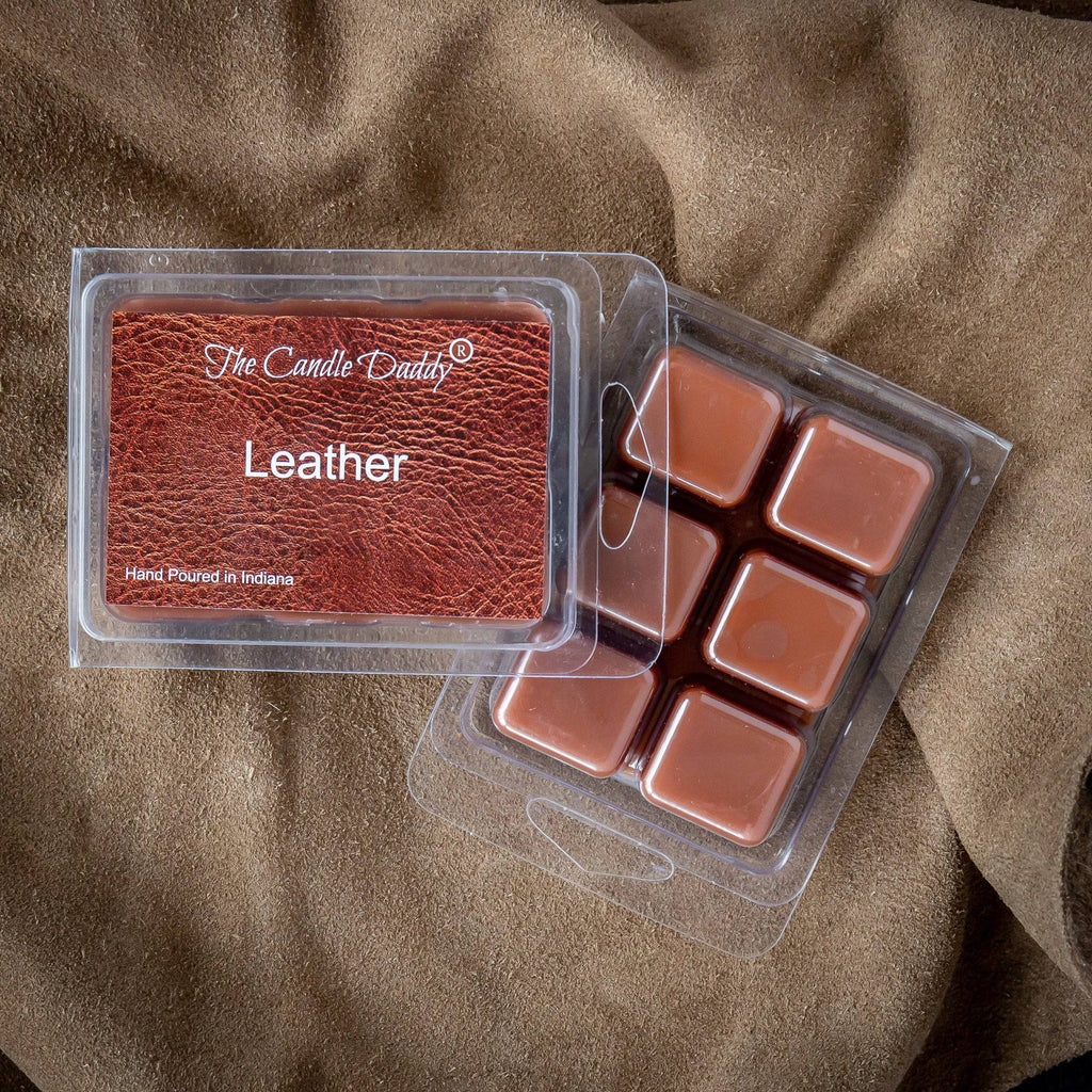 Leather Scented Melt- Maximum Scent Wax Cubes/Melts- 1 Pack -2 Ounces- 6 Cubes - The Candle Daddy