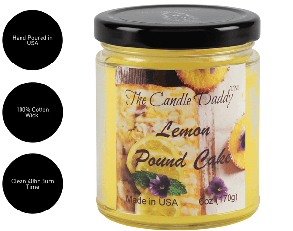Lemon Pound Cake - Sweet Lemon Scented 6oz Jar Candle - The Candle Daddy - Hand Poured In Indiana - The Candle Daddy