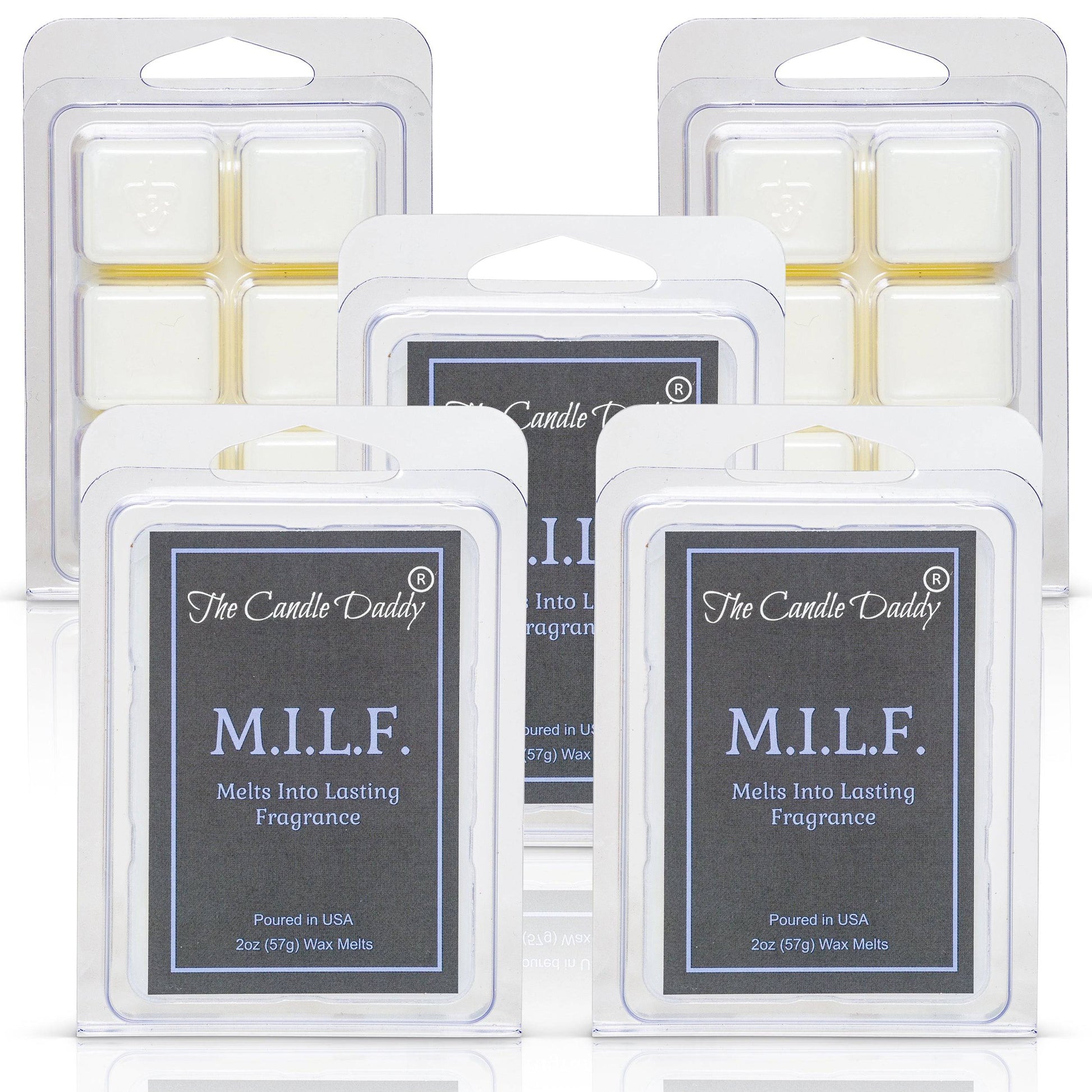5 Pack - M.I.L.F "Melts Into Lasting Fragrance" - Sexy Spiked Apple Scent - Maximum Scented Wax Melt Cubes - 2 Ounces x 5 Packs = 10 Ounces - The Candle Daddy