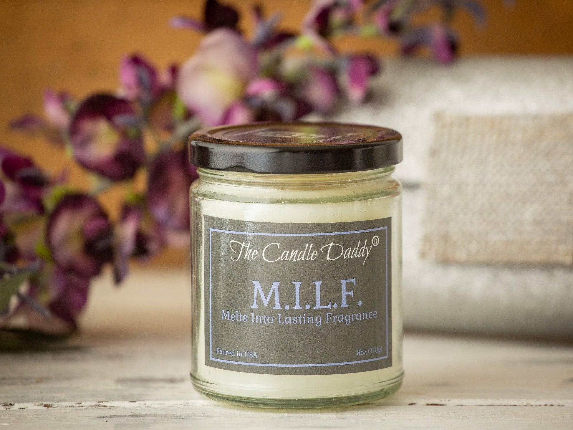 M.I.L.F "Melts Into Lasting Fragrance" - 6 Ounce - 40 Hour Burn- Sexy Spiked Apple MILF  Scent - The Candle Daddy