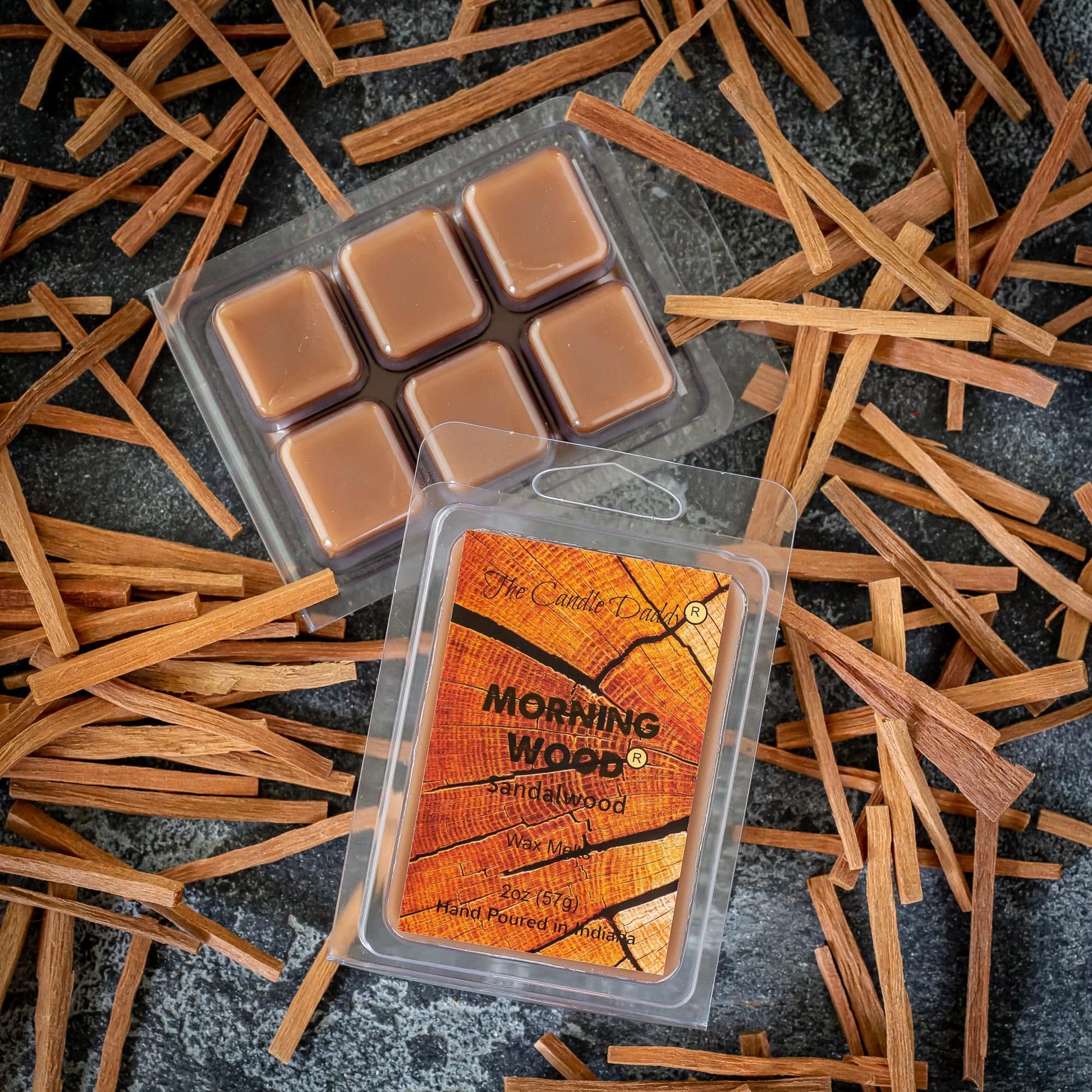 5 Pack - Morning Wood - Sandalwood Scented Wax Melt Cubes - 2 Oz x 5 Packs = 10 Ounces - The Candle Daddy