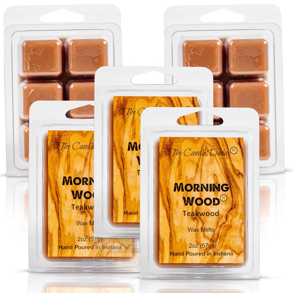 5 Pack - Morning Wood - Teak Wood Scented Wax Melt Cubes - 2 Oz x 5 Packs = 10 Ounces - The Candle Daddy
