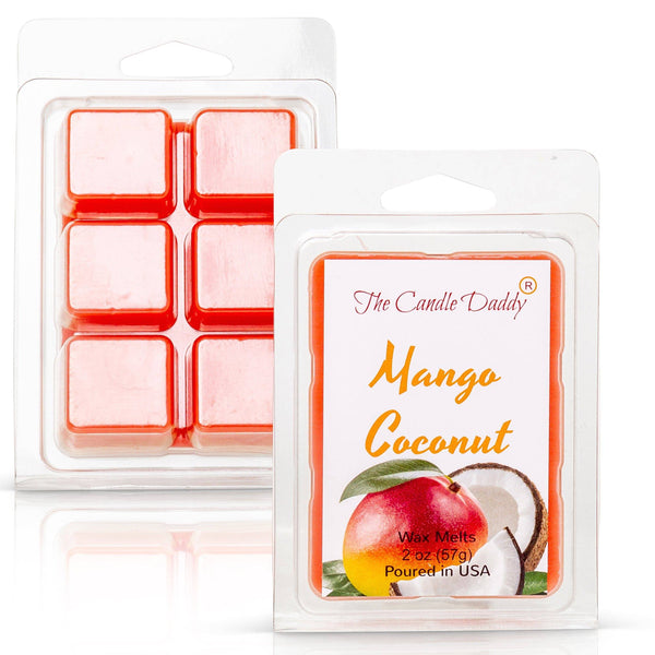 5 pack - Mango Coconut - Tropical Mango & Coconut Scented Melt- Maximum Scent Wax Cubes/Melts - 2 Ounces x 5 Packs = 10 Ounces - The Candle Daddy