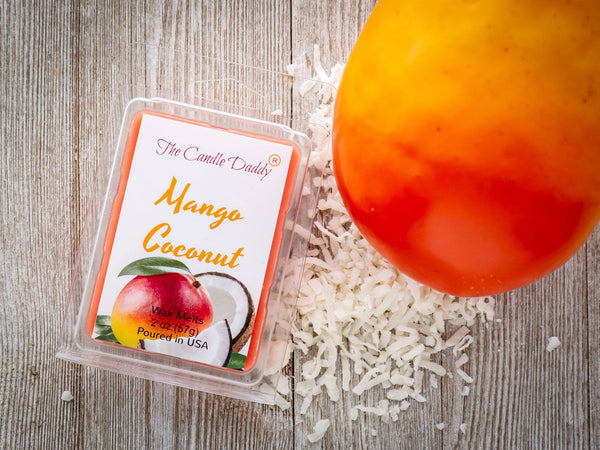 5 pack - Mango Coconut - Tropical Mango & Coconut Scented Melt- Maximum Scent Wax Cubes/Melts - 2 Ounces x 5 Packs = 10 Ounces - The Candle Daddy