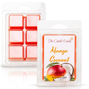 Mango Coconut - Tropical Mango & Coconut Scented Melt- Maximum Scent Wax Cubes/Melts- 1 Pack -2 Ounces- 6 Cubes - The Candle Daddy