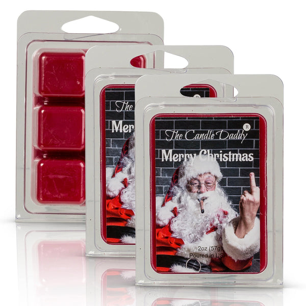 Merry Christmas - Santa Bird Middle Finger - Christmas Splendor Scented Wax Melts - 1 Pack - 2 Ounces - 6 Cubes - The Candle Daddy