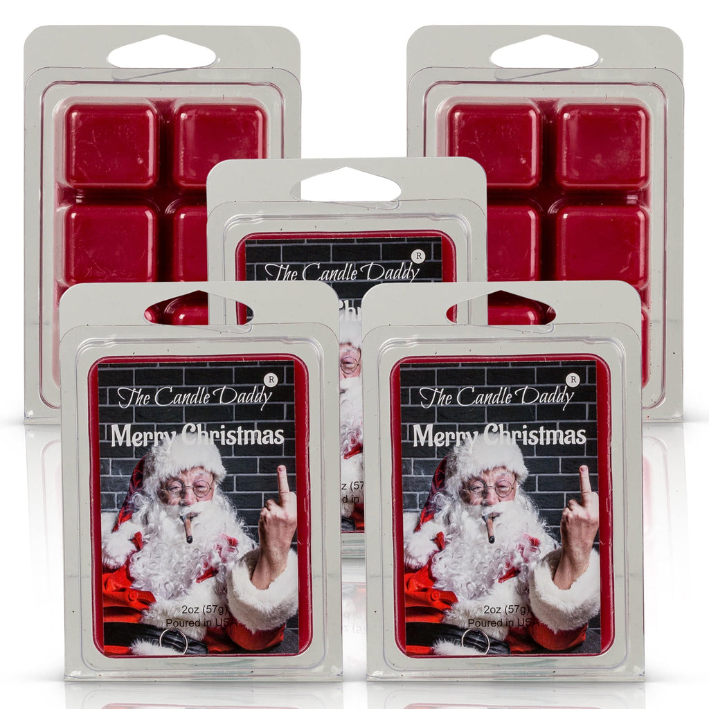 Merry Christmas - Santa Bird Middle Finger - Christmas Splendor Scented Wax Melts - 1 Pack - 2 Ounces - 6 Cubes - The Candle Daddy