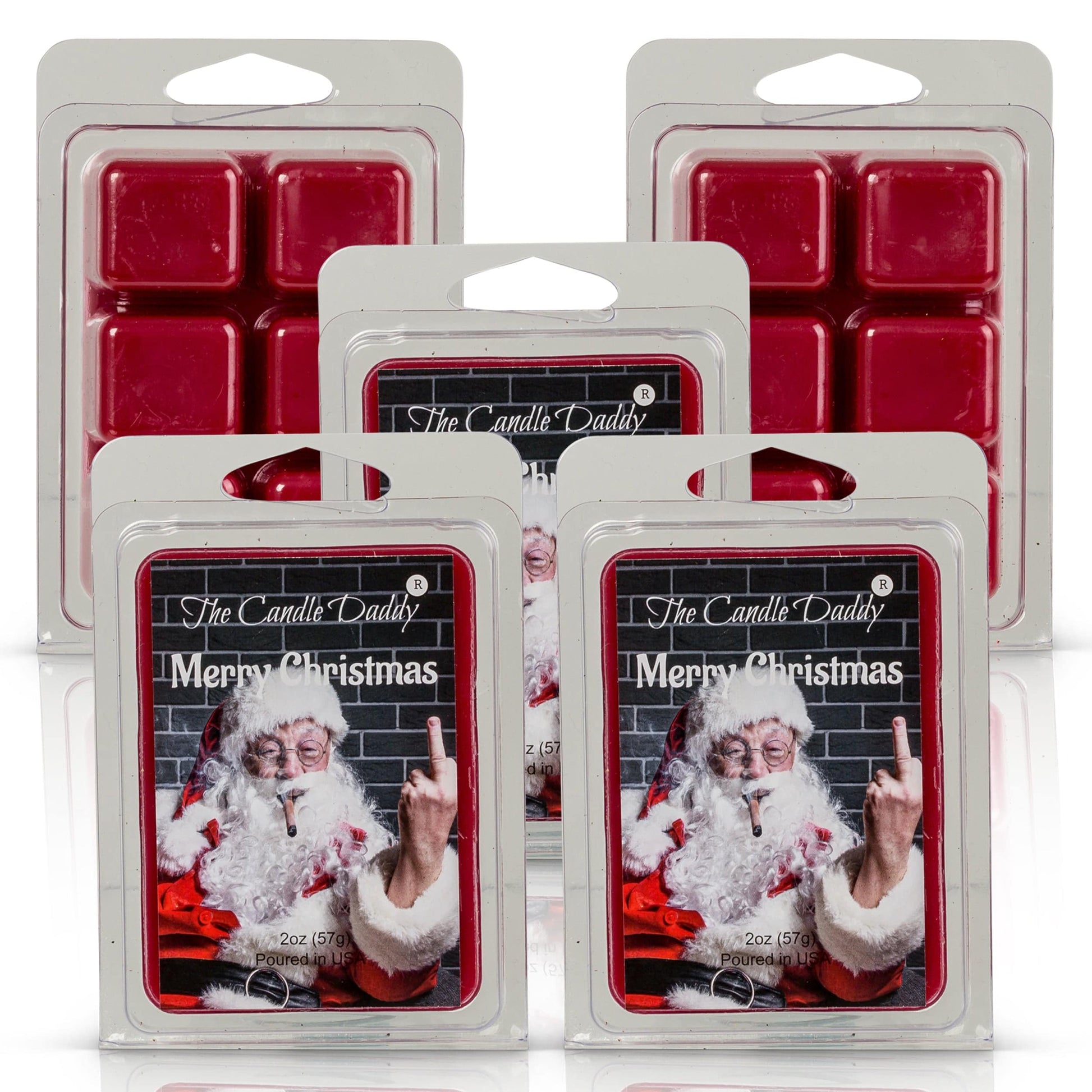 Merry Christmas - Santa Bird Middle Finger - Christmas Splendor Scented Wax Melts - 1 Pack - 2 Ounces - 6 Cubes - The Candle Daddy