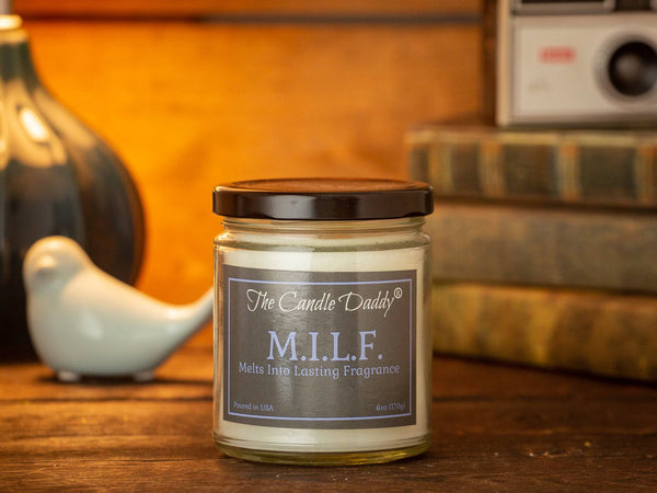 M.I.L.F "Melts Into Lasting Fragrance" - 6 Ounce - 40 Hour Burn- Sexy Spiked Apple MILF  Scent - The Candle Daddy