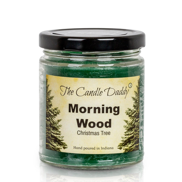 Morning Wood Christmas Holiday Candle - Funny Blue Spruce Pine Tree Scented Candle - Funny Holiday Candle for Christmas, New Years - Long Burn Time, Holiday Fragrance, Hand Poured in USA - 6oz - The Candle Daddy