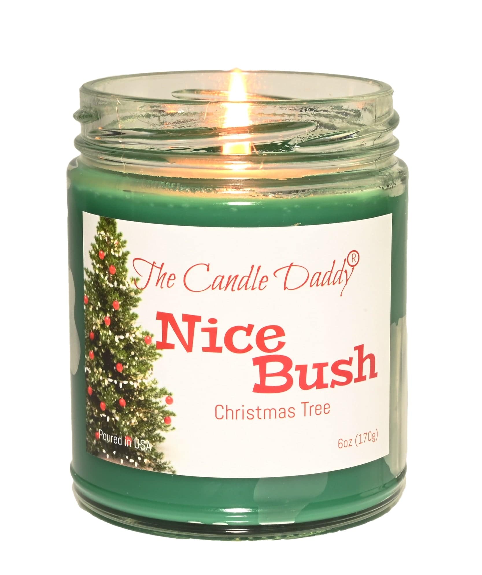Nice Bush Holiday Candle - Funny Blue Spruce Scented Candle - Funny Holiday Candle for Christmas, New Years - Long Burn Time, Holiday Fragrance, Hand Poured in USA - 6oz - The Candle Daddy