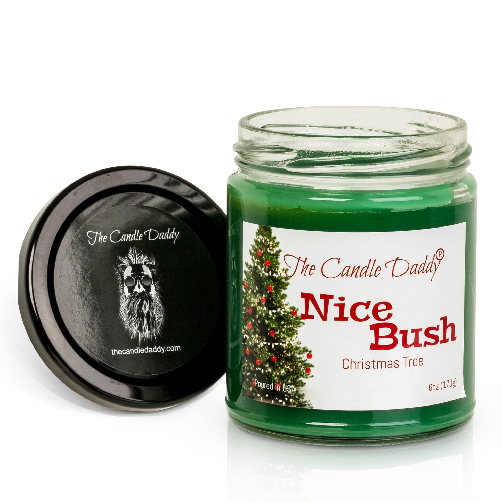 Nice Bush Holiday Candle - Funny Blue Spruce Scented Candle - Funny Holiday Candle for Christmas, New Years - Long Burn Time, Holiday Fragrance, Hand Poured in USA - 6oz - The Candle Daddy