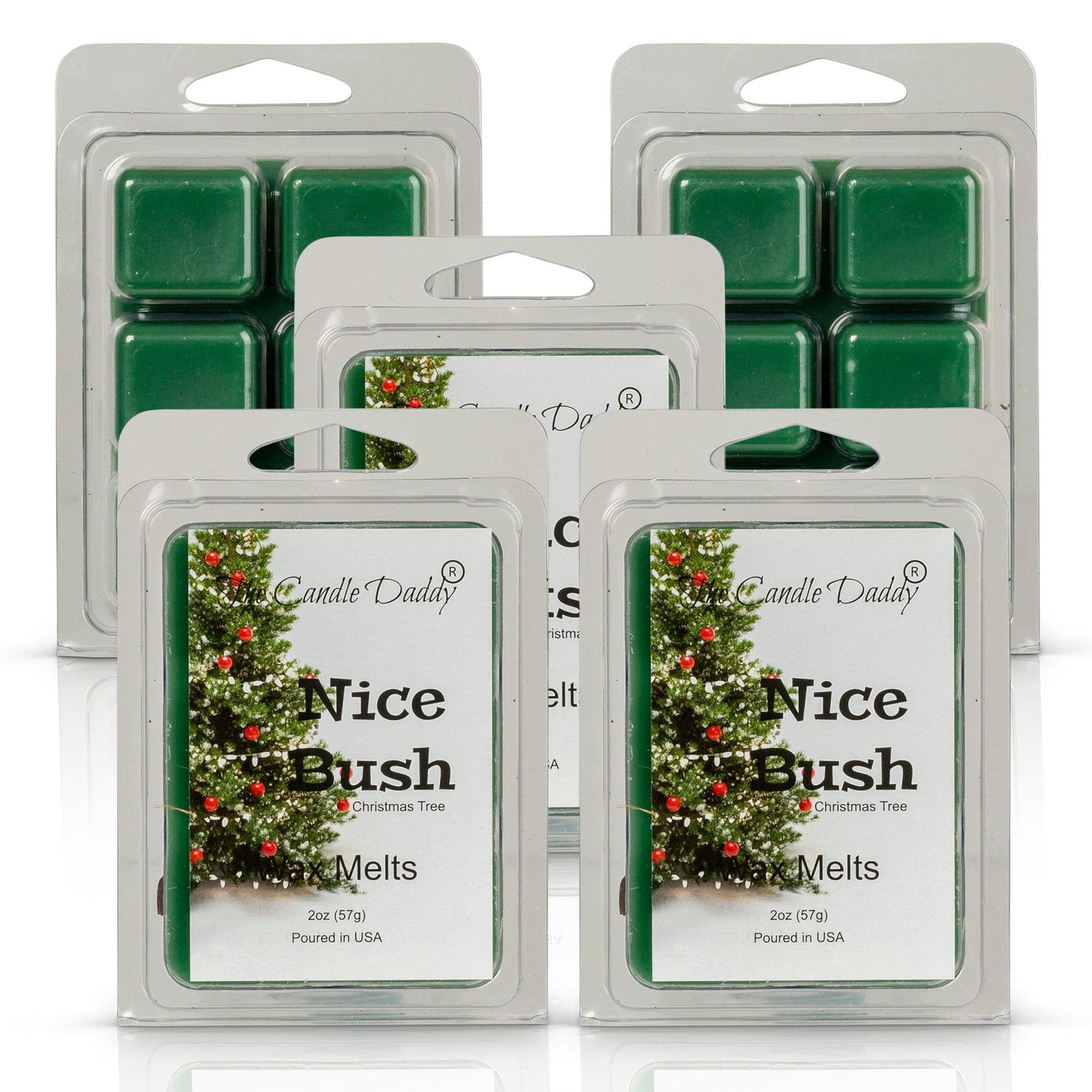 5 Pack - Nice Bush - Pine Christmas Tree Scented Wax Melt - 2 Ounces x 5 Packs = 10 Ounces - The Candle Daddy