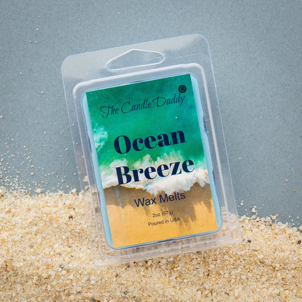 5 Pack - Ocean Breeze - Refreshing Beach Scent - Maximum Scented Wax Melt Cubes - 2 Ounces x 5 Packs = 10 Ounces - The Candle Daddy