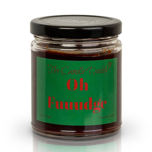 Oh Fuuudge Holiday Candle - Funny Chocolate Fudge Scented Candle - Funny Holiday Candle for Christmas, New Years - Long Burn Time, Holiday Fragrance, Hand Poured in USA - 6oz - The Candle Daddy