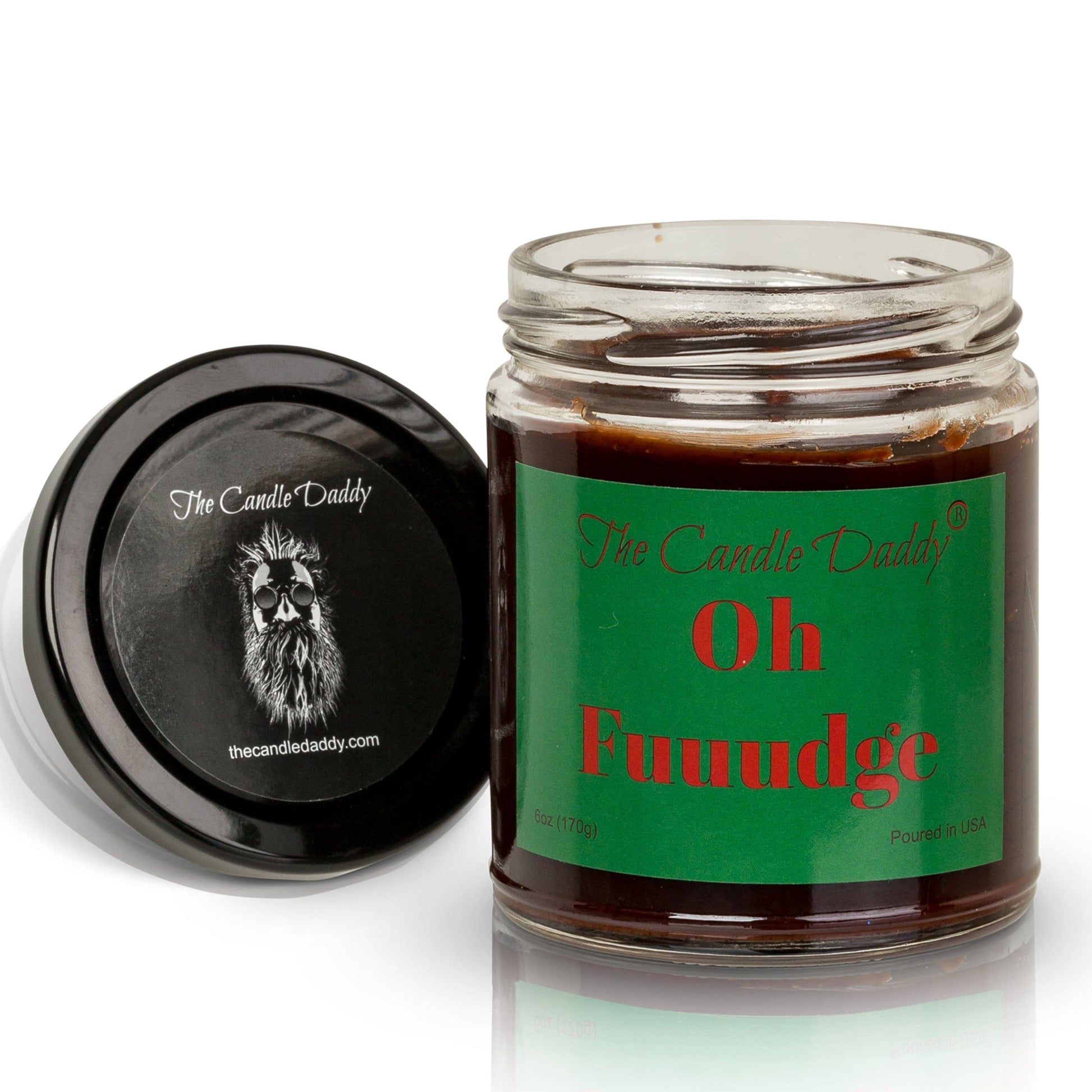 Oh Fuuudge Holiday Candle - Funny Chocolate Fudge Scented Candle - Funny Holiday Candle for Christmas, New Years - Long Burn Time, Holiday Fragrance, Hand Poured in USA - 6oz - The Candle Daddy