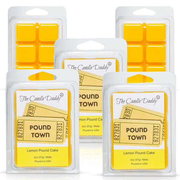 5 Pack - One Way Ticket To Pound Town - Lemon Pound Cake Scented Melt- Maximum Scent Wax Cubes/Melts - 2 Ounces x 5 Packs = 10 Ounces