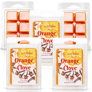5 Pack - Orange Clove - Spicy Orange Citrus Scented Melt- Maximum Scent Wax Cubes/Melts - 2 Ounces x 5 Packs = 10 Ounces - The Candle Daddy