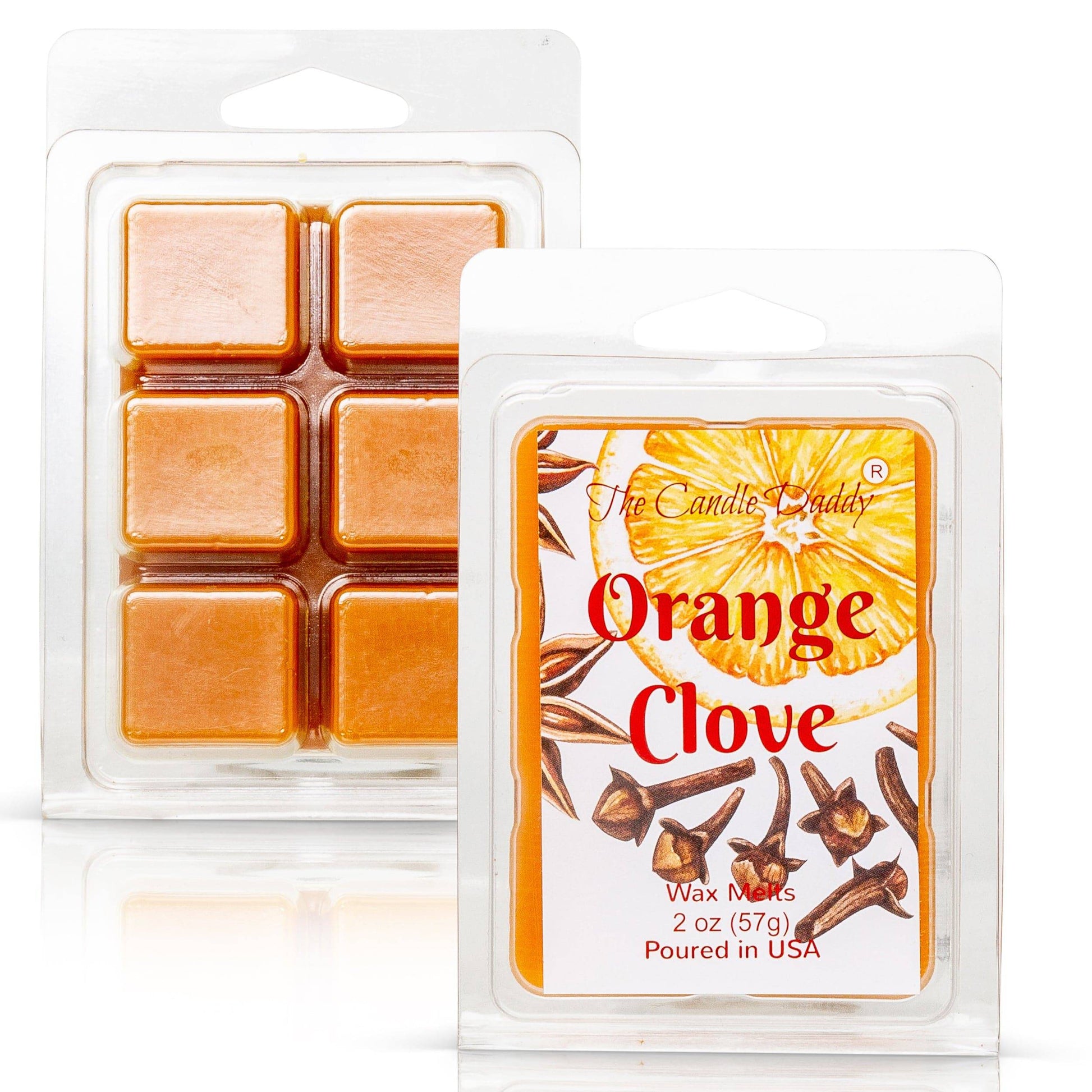 Orange Clove - Spicy Orange Citrus Scented Melt- Maximum Scent Wax Cubes/Melts- 1 Pack -2 Ounces- 6 Cubes - The Candle Daddy