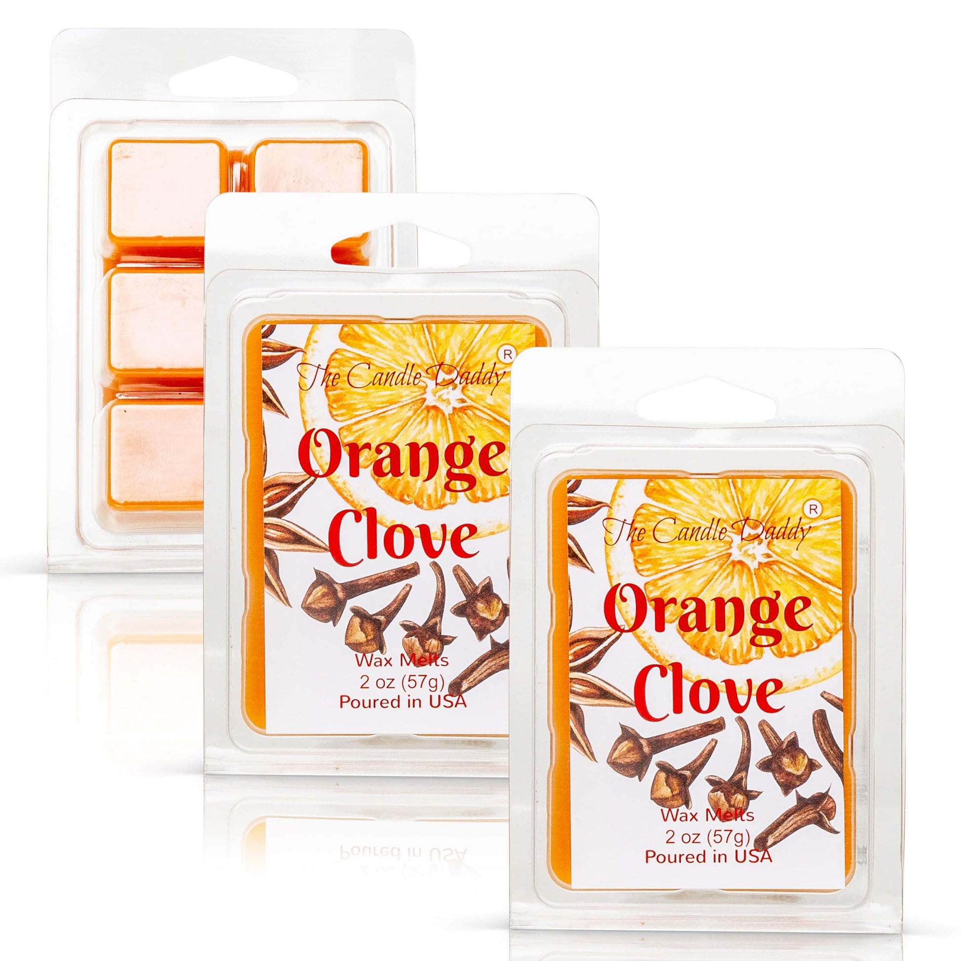 Orange Clove - Spicy Orange Citrus Scented Melt- Maximum Scent Wax Cubes/Melts- 1 Pack -2 Ounces- 6 Cubes - The Candle Daddy