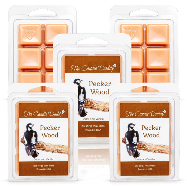 5 Pack - Pecker Wood - Cedar and Vanilla Scented - Maximum Scent Wax Cubes/Melts - 2 Ounces x 5 Packs = 10 Ounces - The Candle Daddy
