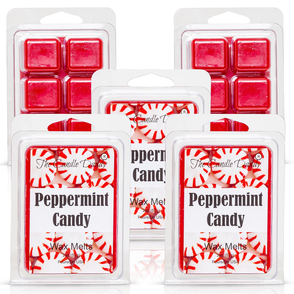 Peppermint Candy - Minty Fresh Scented Melt - Maximum Scent Wax Cubes/Melts- 1 Pack -2 Ounces- 6 Cubes - The Candle Daddy