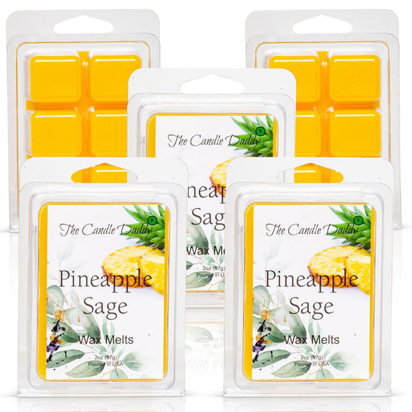 5 Pack - Pineapple Sage - Tropical Herbal Scented Melt- Maximum Scent Wax Cubes/Melts - 2 Ounces x 5 Packs = 10 Ounces