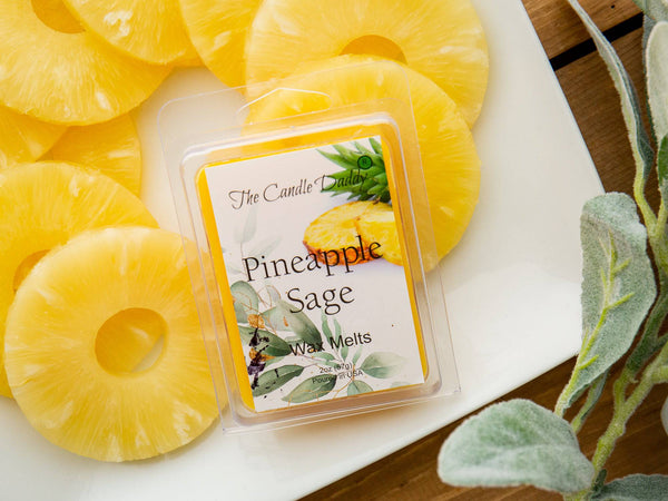 Pineapple Sage - Tropical Herbal Scented Melt- Maximum Scent Wax Cubes/Melts- 1 Pack -2 Ounces- 6 Cubes - The Candle Daddy