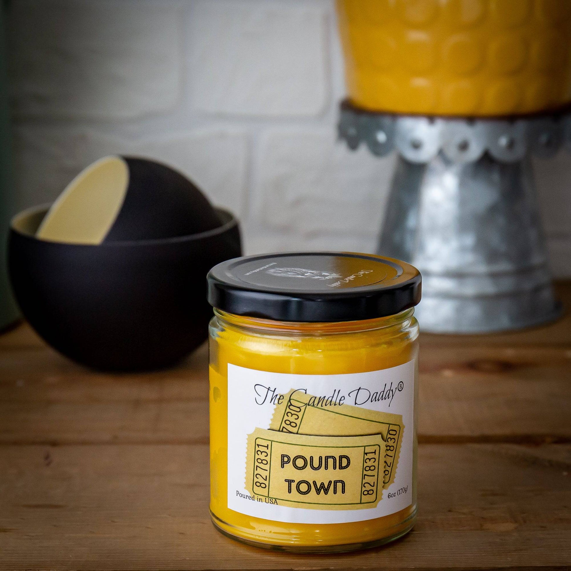 That One Way Ticket To Pound Town - Lemon Pound Cake Scented - Funny 6 oz Jar Candle- 40 hour burn time - The Candle Daddy