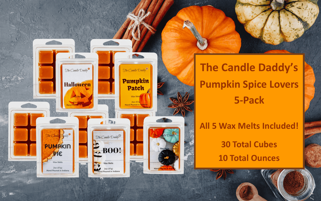 Pumpkin Spice Lovers 5 Pack -  5 Amazing Fall Wax Melts - 30 Total Cubes - 10 Total Ounces - The Candle Daddy