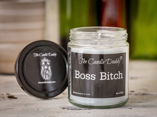 FREE SHIPPING - Boss Bitch - Apple Maple Bourbon Scent - Maximum Scented 6 Ounce Jar Candle - Hand Poured In Indiana