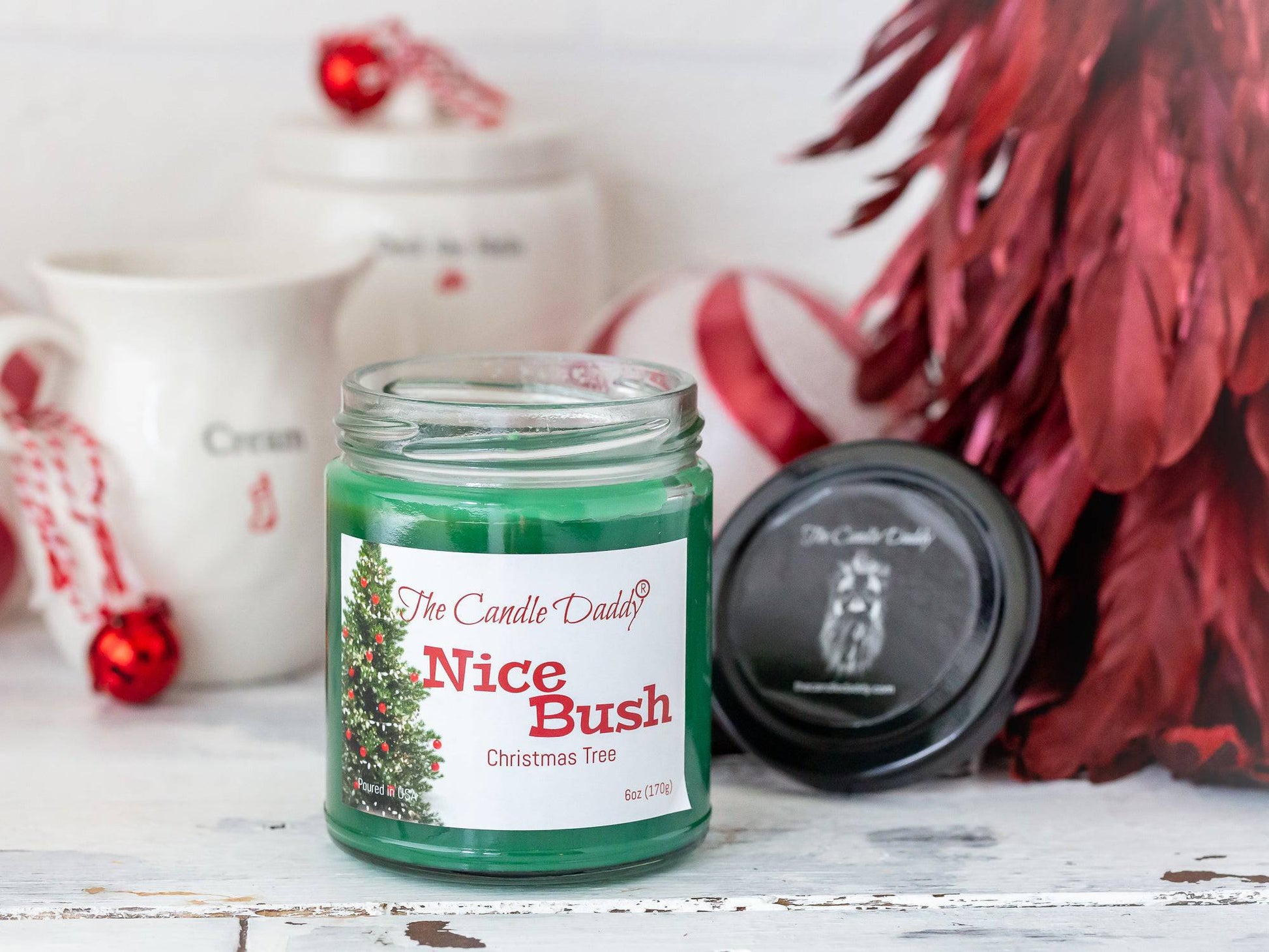Nice Bush Holiday Candle - Funny Blue Spruce Scented Candle - Funny Holiday Candle for Christmas, New Years - Long Burn Time, Holiday Fragrance, Hand Poured in USA - 6oz - The Candle Daddy