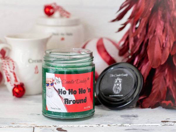 Ho Ho Ho'n Around Holiday Candle - Funny Apple Maple Bourbon Scented Candle - Funny Holiday Candle for Christmas, New Years - Long Burn Time, Holiday Fragrance, Hand Poured in USA - 6oz - The Candle Daddy