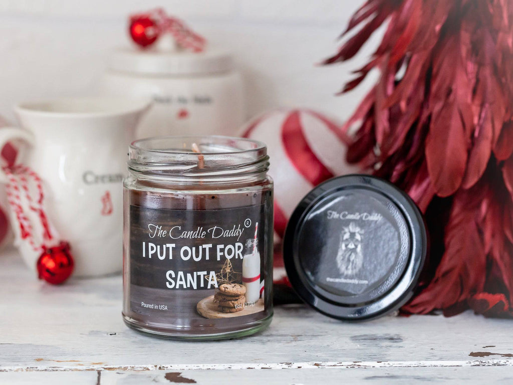 I Put Out For Santa Holiday Candle - Funny Snickerdoodle Scented Candle - Funny Holiday Candle for Christmas, New Years - Long Burn Time, Holiday Fragrance, Hand Poured in USA - 6oz - The Candle Daddy