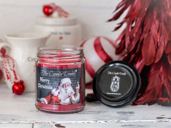 Merry Christmas (Santa Bird) Holiday Candle - Funny Christmas Day Scented Candle - Funny Holiday Candle for Christmas, New Years - Long Burn Time, Holiday Fragrance, Hand Poured in USA - 6oz - The Candle Daddy