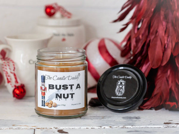 Bust A Nut Holiday Candle - Funny Banana Nut Bread Scented Candle - Funny Holiday Candle for Christmas, New Years - Long Burn Time, Holiday Fragrance, Hand Poured in USA - 6oz - The Candle Daddy