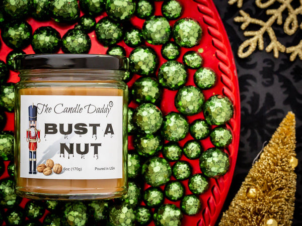 Bust A Nut Holiday Candle - Funny Banana Nut Bread Scented Candle - Funny Holiday Candle for Christmas, New Years - Long Burn Time, Holiday Fragrance, Hand Poured in USA - 6oz - The Candle Daddy