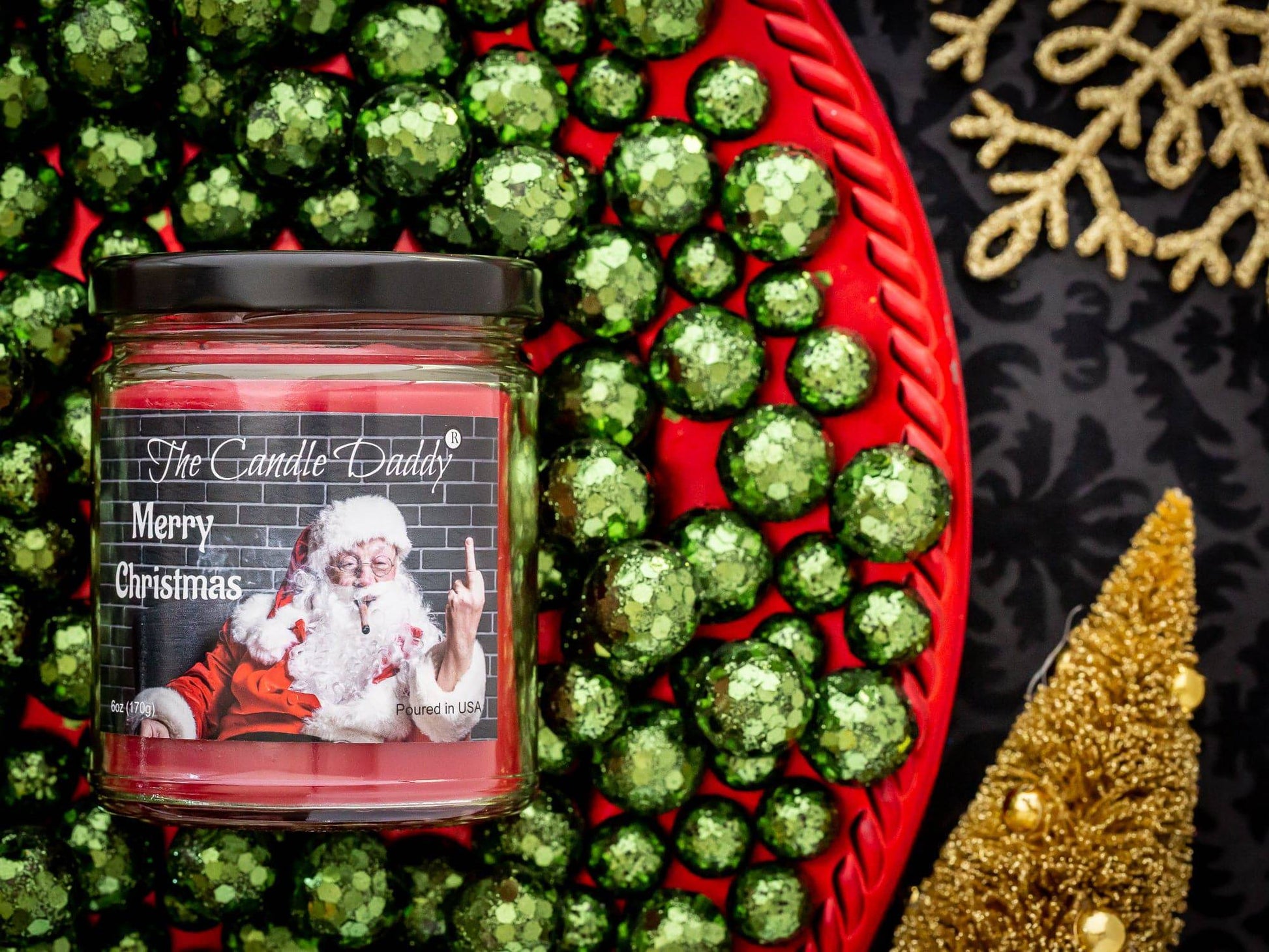 Merry Christmas (Santa Bird) Holiday Candle - Funny Christmas Day Scented Candle - Funny Holiday Candle for Christmas, New Years - Long Burn Time, Holiday Fragrance, Hand Poured in USA - 6oz - The Candle Daddy