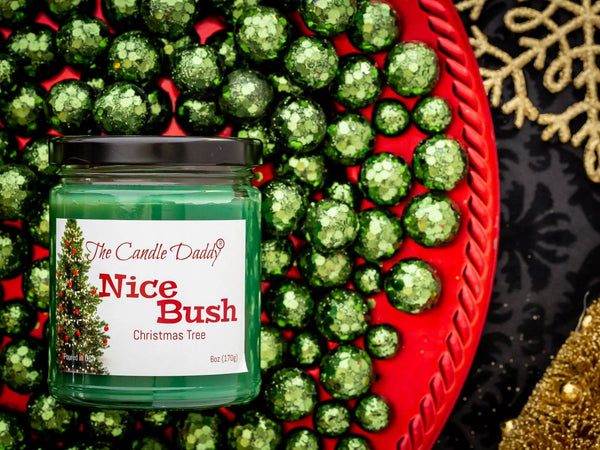 Nice Bush Holiday Candle - Funny Blue Spruce Scented Candle - Funny Holiday Candle for Christmas, New Years - Long Burn Time, Holiday Fragrance, Hand Poured in USA - 6oz - The Candle Daddy