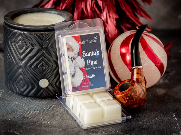 Santa's Pipe - Cherry Tobacco Christmas Pipe Scented Wax Melt - 1 Pack - 2 Ounces - 6 Cubes - The Candle Daddy