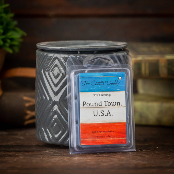 Now Entering: Pound Town, USA - Blueberry Pound Cake Scented Melt - Maximum Scent Wax Cubes/Melts - 1 Pack - 2 Ounces - 6 Cubes - The Candle Daddy
