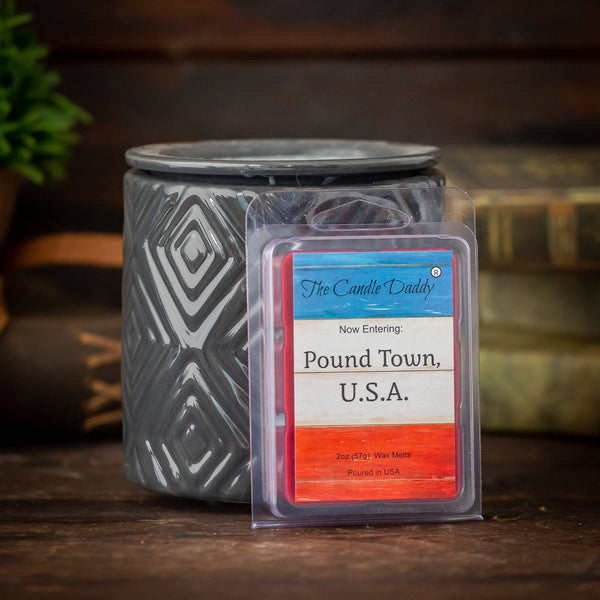 Now Entering: Pound Town, USA - Strawberry Pound Cake Scented Melt - Maximum Scent Wax Cubes/Melts - 1 Pack - 2 Ounces - 6 Cubes - The Candle Daddy