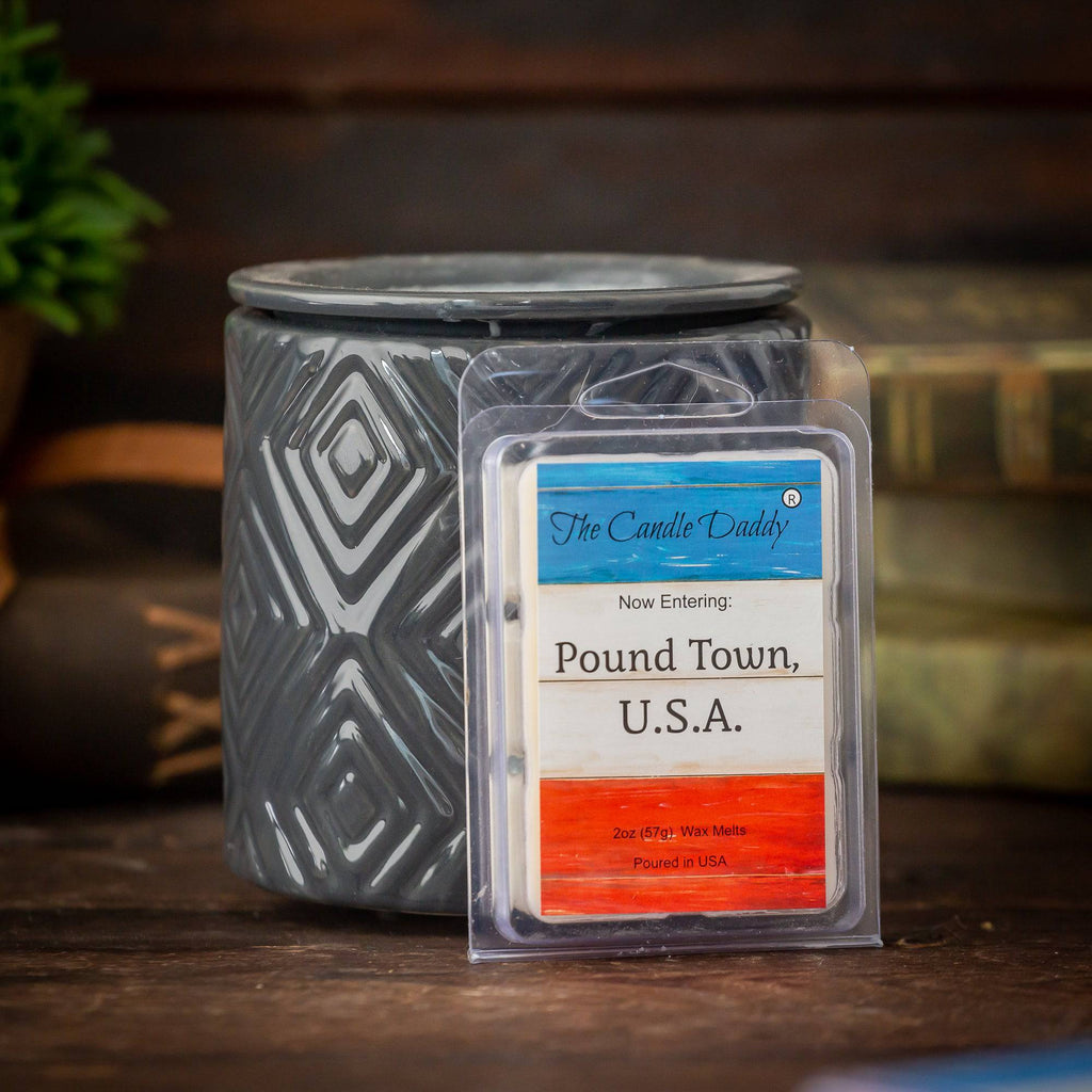 Now Entering: Pound Town, USA - Vanilla Pound Cake Scented Melt - Maximum Scent Wax Cubes/Melts - 1 Pack - 2 Ounces - 6 Cubes - The Candle Daddy