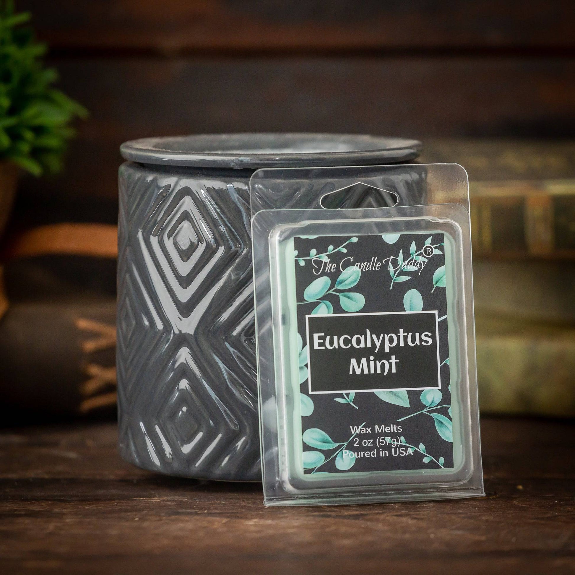 Eucalyptus Mint -  Refreshing Mint Eucalyptus Scented Melt- Maximum Scent Wax Cubes/Melts- 1 Pack -2 Ounces- 6 Cubes - The Candle Daddy