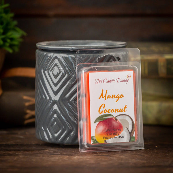Mango Coconut - Tropical Mango & Coconut Scented Melt- Maximum Scent Wax Cubes/Melts- 1 Pack -2 Ounces- 6 Cubes - The Candle Daddy