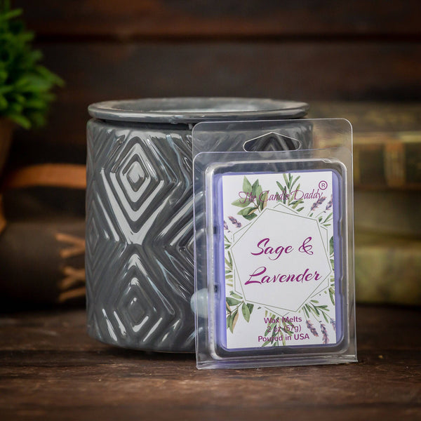 FREE SHIPPING - Sage and Lavender - Relaxing Sage and Lavender Scented Melt- Maximum Scent Wax Cubes/Melts- 1 Pack -2 Ounces- 6 Cubes