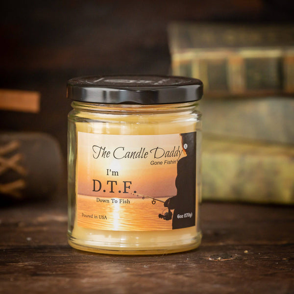 The Candle Daddy's Gone Fishin' - D.T.F. "Down To Fish" - Ocean Breeze Scented Melt- Maximum Scent Jar Candle - 6 oz- 40 hour burn time - The Candle Daddy