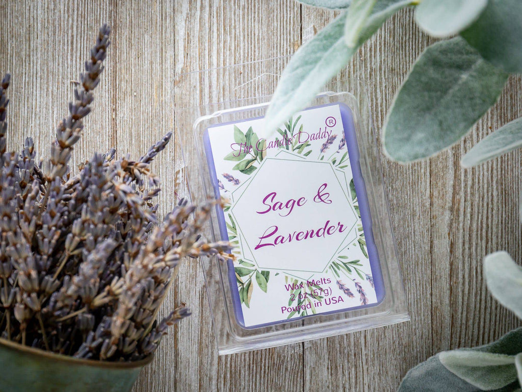 Sage and Lavender - Relaxing Sage and Lavender Scented Melt- Maximum Scent Wax Cubes/Melts- 1 Pack -2 Ounces- 6 Cubes - The Candle Daddy